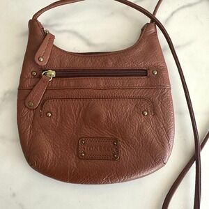 Genuine Leather Crossbody Bag Brown Small Stone & Co